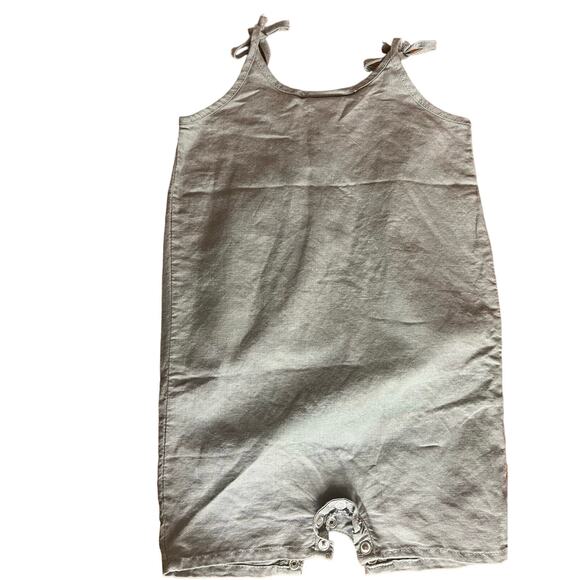 NWOT Beba Bean Box Pleat Linen Romper With Ties Size 6-12 Months In Color D Gray - Picture 3 of 6